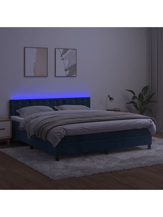 KONTINENTAALVOODI MADRATS, LED, TUMESININE, 160X200 CM, SAMET
