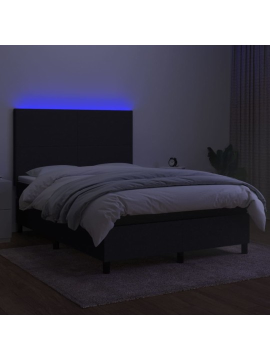 Kontinentaalvoodi madrats ja LED, must, 140x190 cm, kangas