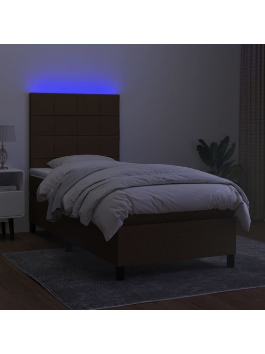 KONTINENTAALVOODI MADRATS JA LED, TUMEPRUUN, 80X200 CM, KANGAS