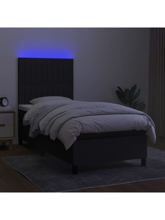 Kontinentaalvoodi madrats ja LED, must, 90x190 cm, kangas