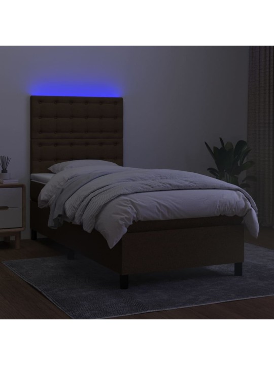 KONTINENTAALVOODI MADRATS JA LED, TUMEPRUUN, 80X200 CM, KANGAS
