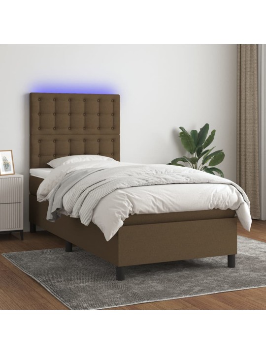 KONTINENTAALVOODI MADRATS JA LED, TUMEPRUUN, 80X200 CM, KANGAS