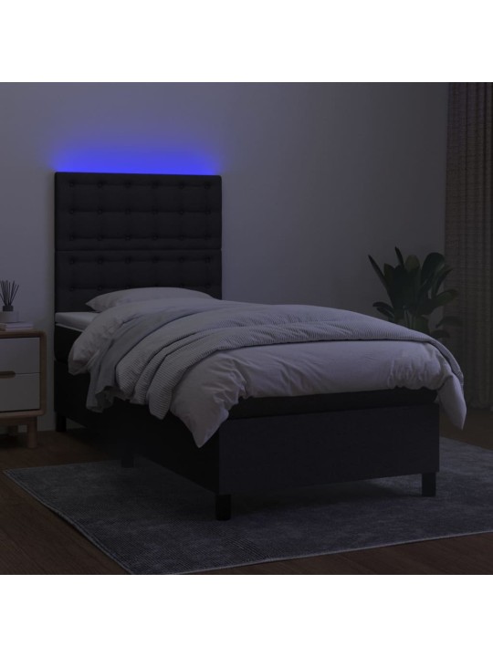 Kontinentaalvoodi madrats ja LED, must, 90x190 cm, kangas