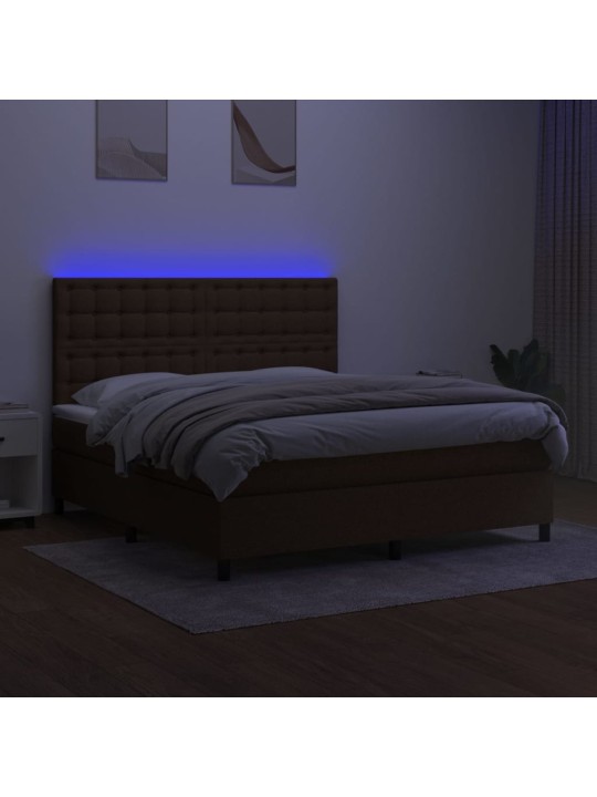 KONTINENTAALVOODI MADRATS JA LED, TUMEPRUUN, 160X200 CM, KANGAS