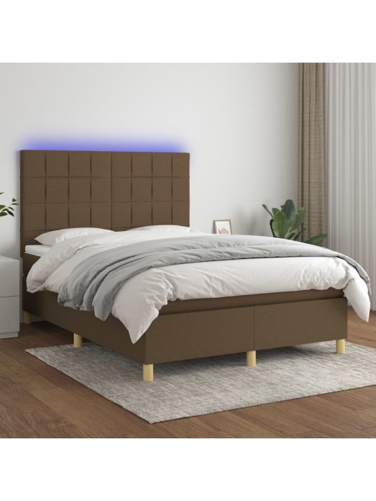 KONTINENTAALVOODI MADRATS JA LED, TUMEPRUUN, 140X190 CM, KANGAS