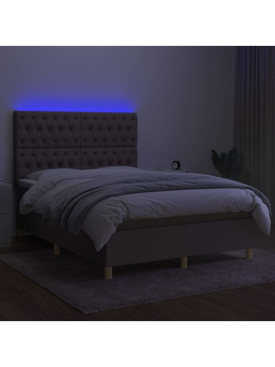 KONTINENTAALVOODI MADRATS JA LED, PRUUNIKAS, 140X190 CM, KANGAS