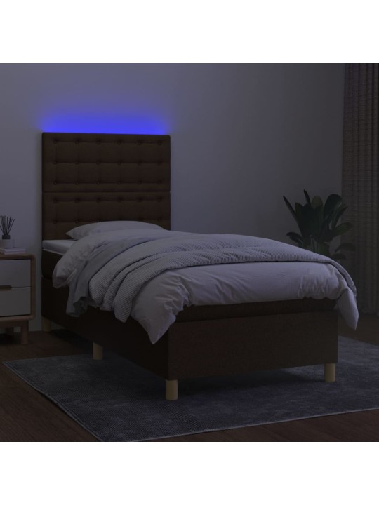KONTINENTAALVOODI MADRATS JA LED, TUMEPRUUN, 100X200 CM, KANGAS