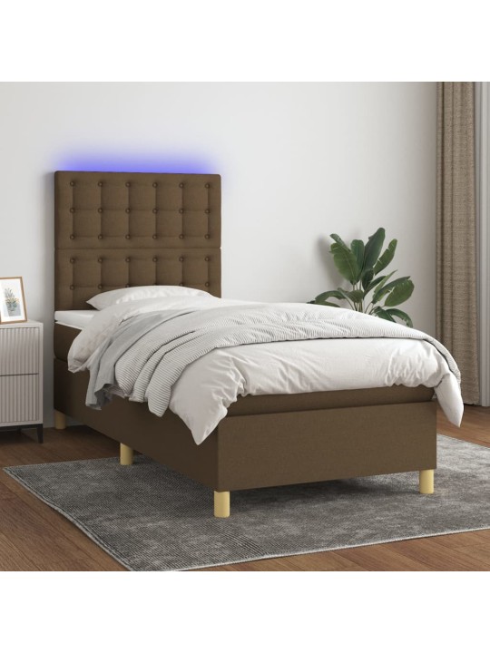 KONTINENTAALVOODI MADRATS JA LED, TUMEPRUUN, 100X200 CM, KANGAS