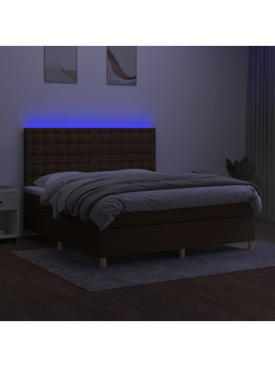 KONTINENTAALVOODI MADRATS JA LED, TUMEPRUUN, 160X200 CM, KANGAS