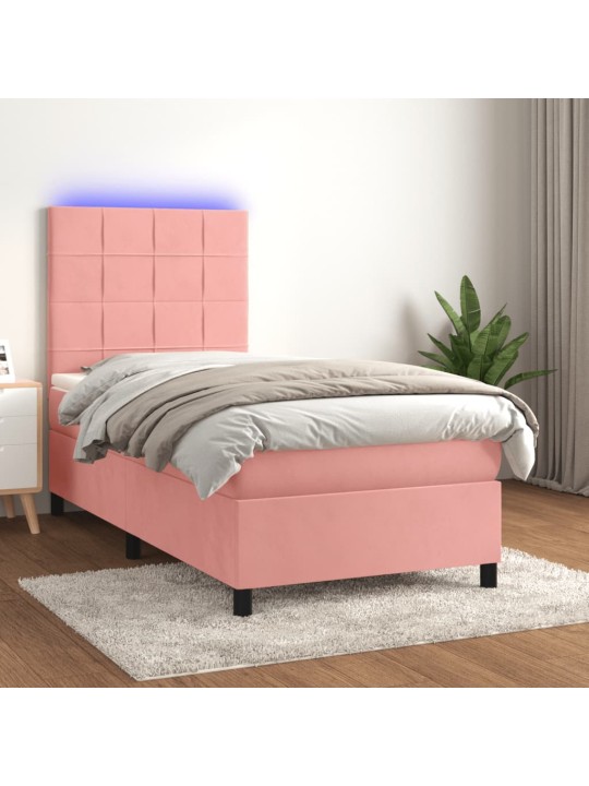 KONTINENTAALVOODI MADRATS, LED, ROOSA, 90X200 CM, SAMET