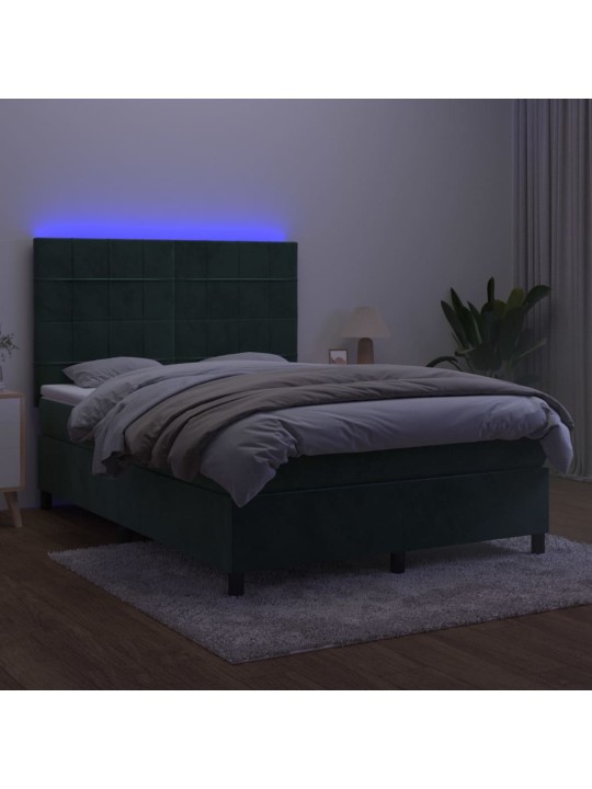 Kontinentaalvoodi madrats, LED, tumeroheline, 140x190 cm, samet