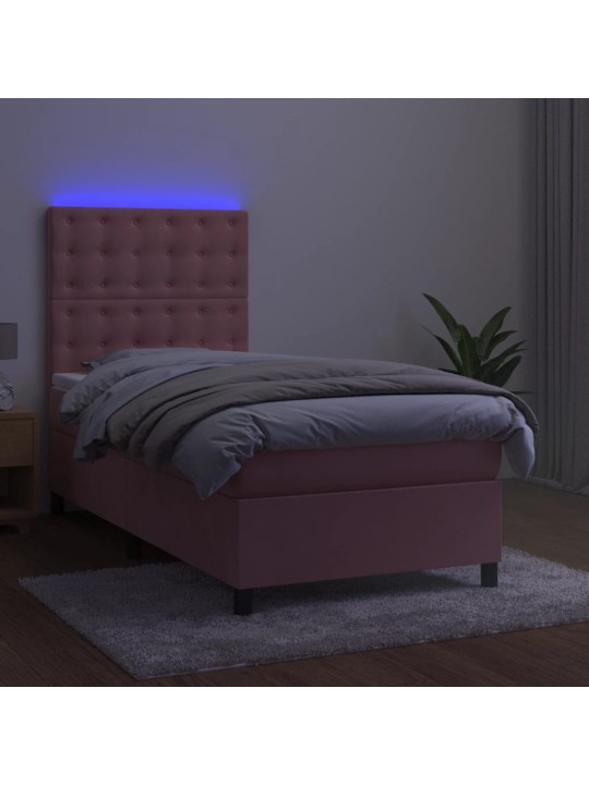 KONTINENTAALVOODI MADRATS, LED, ROOSA, 80X200 CM, SAMET