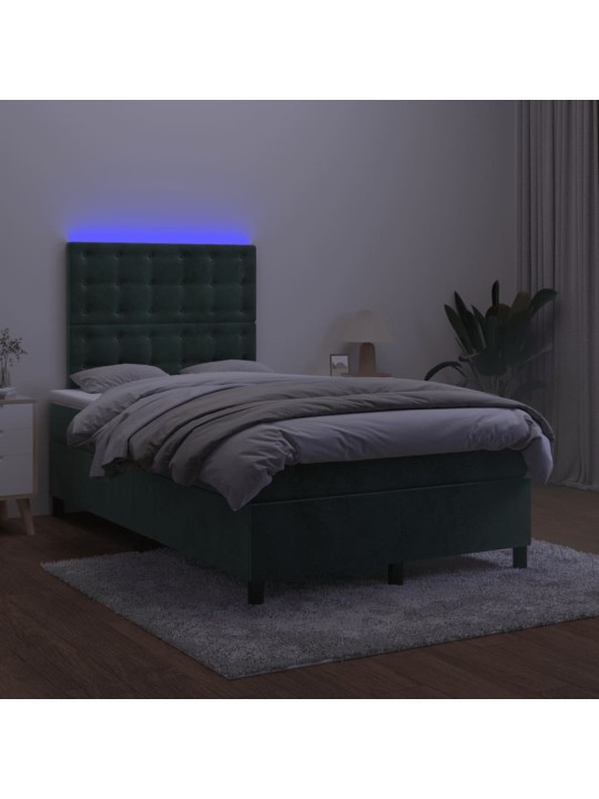Kontinentaalvoodi madrats, led, tumeroheline, 120x200 cm, samet