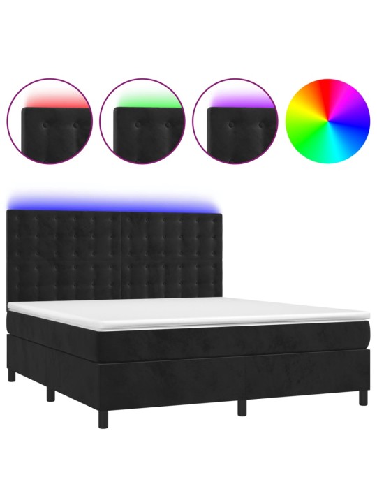 KONTINENTAALVOODI MADRATS JA LED, MUST, 160X200 CM, SAMET