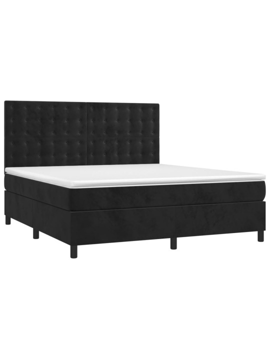 KONTINENTAALVOODI MADRATS JA LED, MUST, 160X200 CM, SAMET