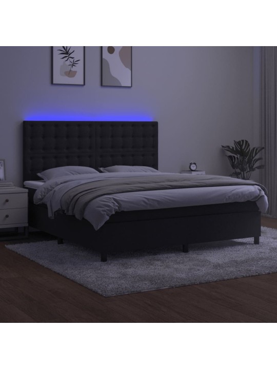 KONTINENTAALVOODI MADRATS JA LED, MUST, 160X200 CM, SAMET
