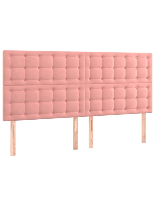 Kontinentaalvoodi madrats, led, roosa, 160x200 cm, samet