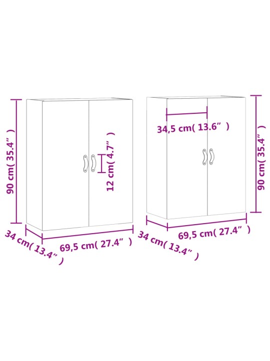 Seinakapid 2 tk, valge, 69,5 x 34 x 90 cm