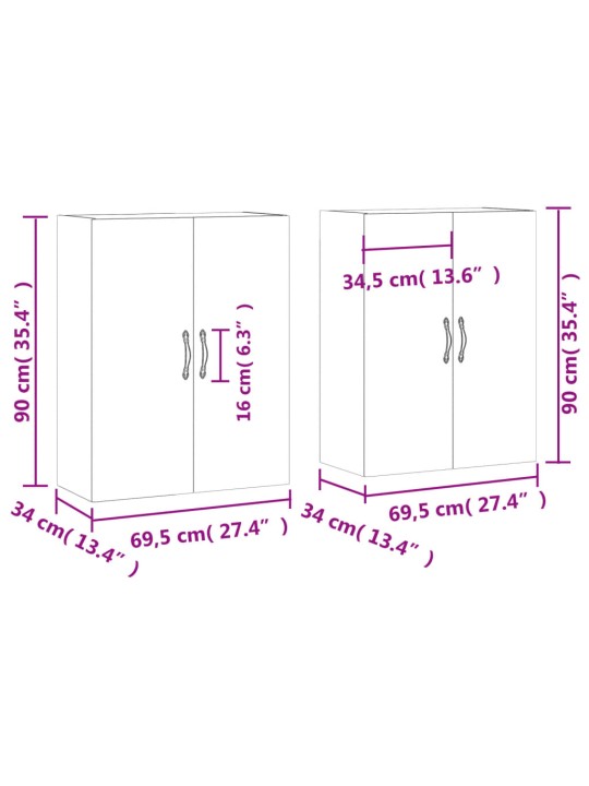 Seinakapid 2 tk, valge, 69,5 x 34 x 90 cm