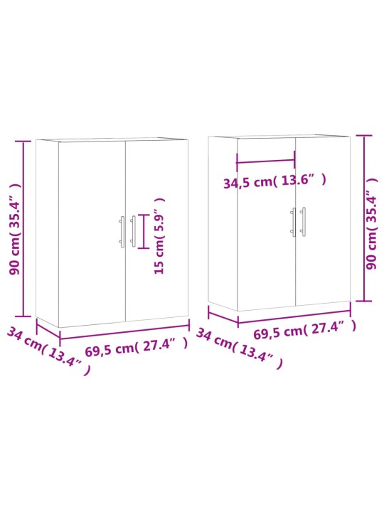 Seinakapid 2 tk, sonoma tamm, 69,5 x 34 x 90 cm