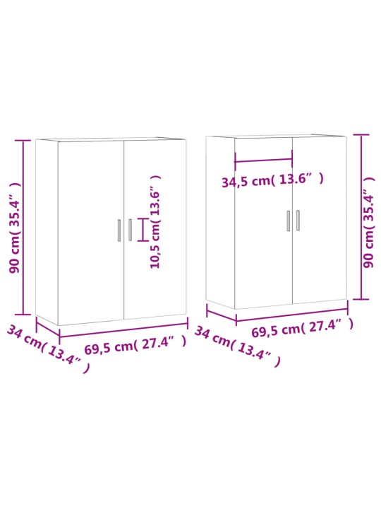 Seinakapid 2 tk, valge, 69,5 x 34 x 90 cm