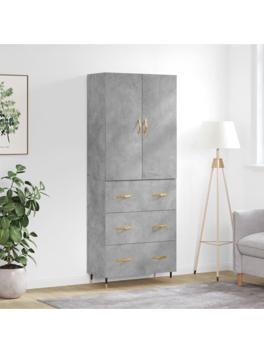 Kõrge kapp, betoonhall, 69,5 x 34 x 180 cm,tehispuit