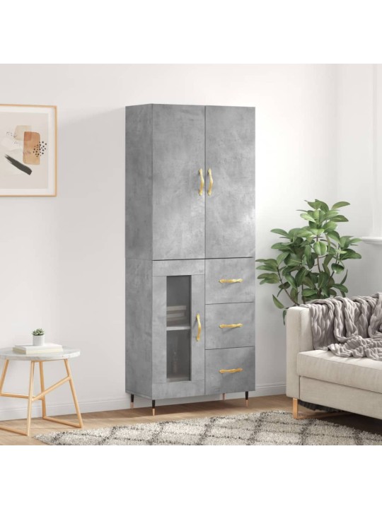Kõrge kapp, betoonhall, 69,5 x 34 x 180 cm,tehispuit