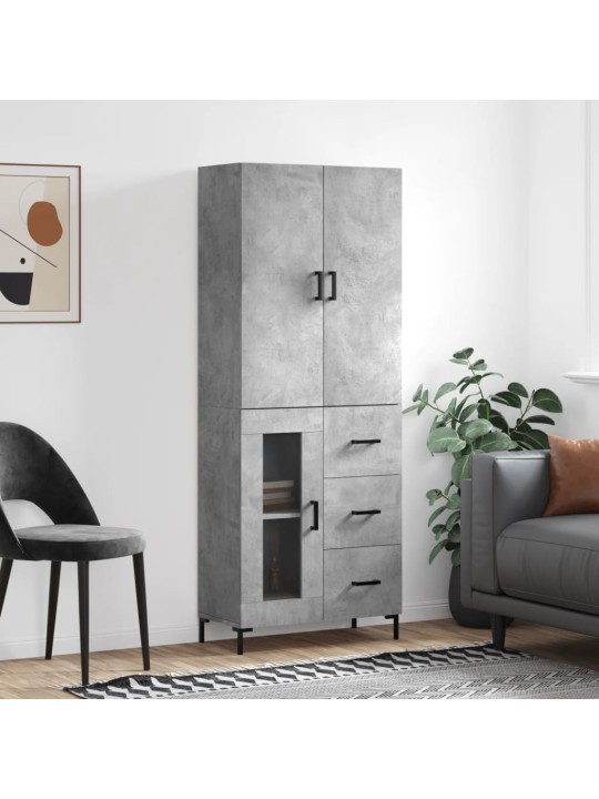 Kõrge kapp, betoonhall, 69,5 x 34 x 180 cm,tehispuit