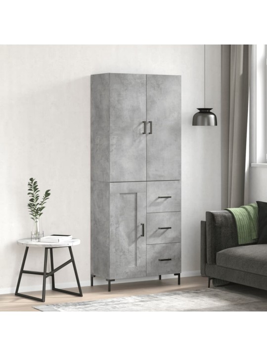 Kõrge kapp, betoonhall, 69,5 x 34 x 180 cm,tehispuit