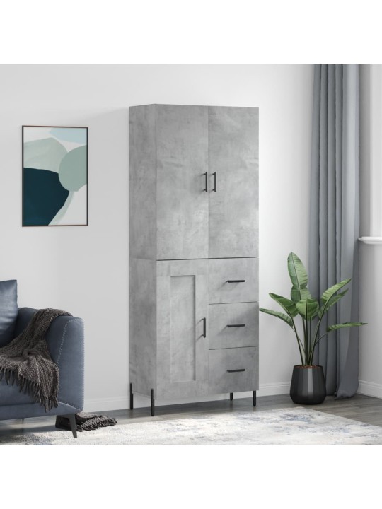 Kõrge kapp, betoonhall, 69,5 x 34 x 180 cm,tehispuit
