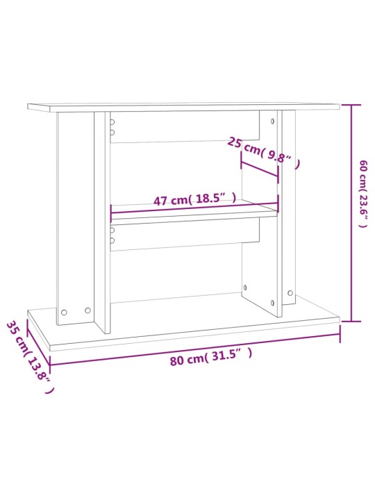 Akvaariumi alus, suitsutatud tamm, 80 x 35 x 60 cm, tehispuit