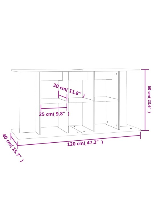 Akvaariumi alus, suitsutatud tamm, 120 x 40 x 60 cm, tehispuit