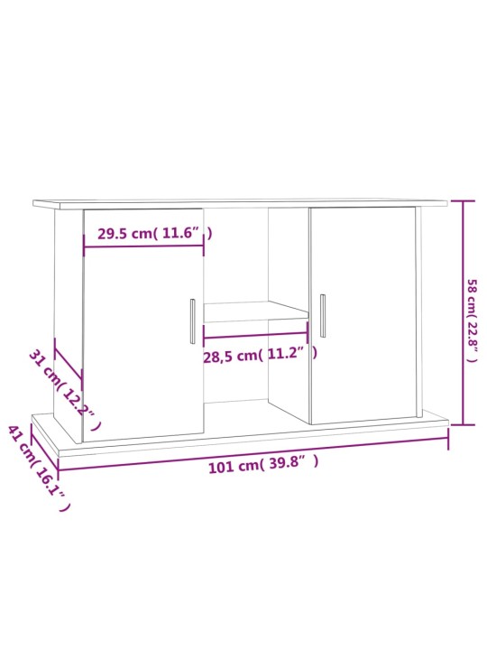 Akvaariumi alus, hall sonoma tamm, 101 x 41 x 58 cm, tehispuit