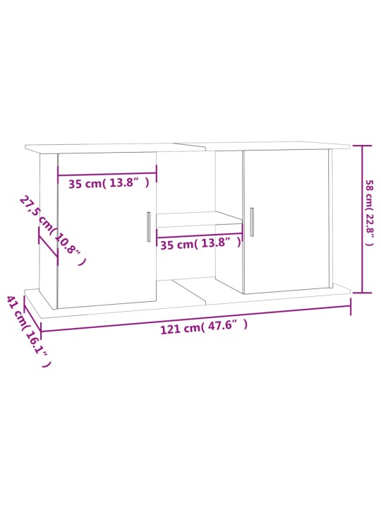 Akvaariumi alus, hall sonoma tamm, 121 x 41 x 58 cm, tehispuit