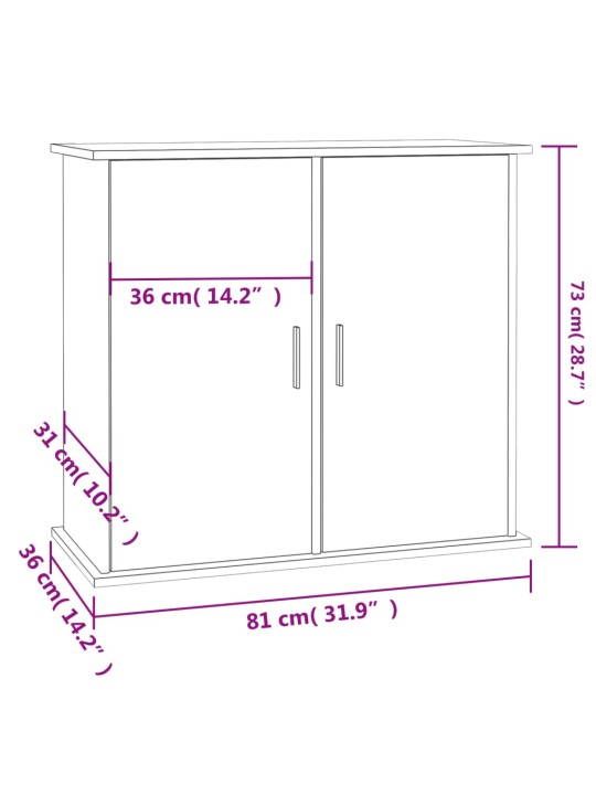 Akvaariumi alus, suitsutatud tamm, 81 x 36 x 73 cm, tehispuit