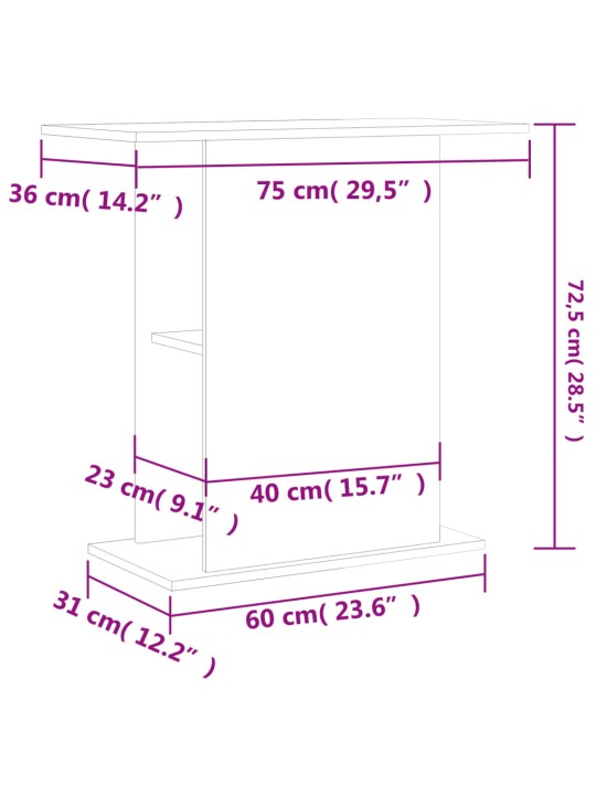 Akvaariumi alus, valge, 75x36x72,5 cm, tehispuit