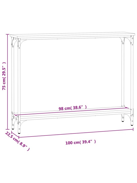 Konsoollaud, pruun tamm, 100x22,5x75 cm, tehispuit