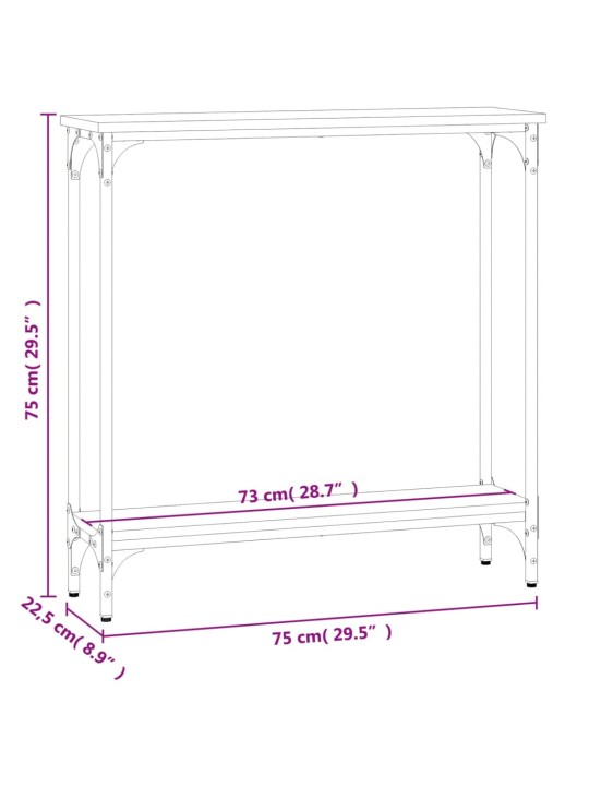 Konsoollaud, must, 75x22,5x75 cm, tehispuit