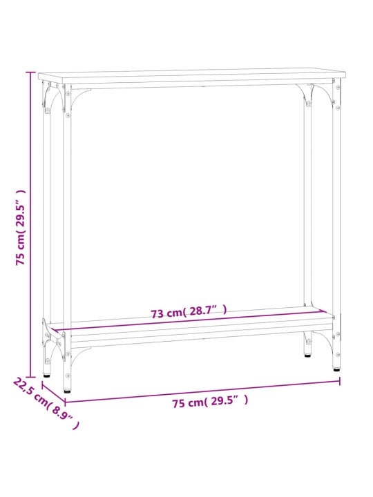 Konsoollaud, hall sonoma tamm, 75x22,5x75 cm, tehispuit