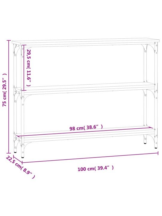 Konsoollaud, must, 100x22,5x75 cm, tehispuit