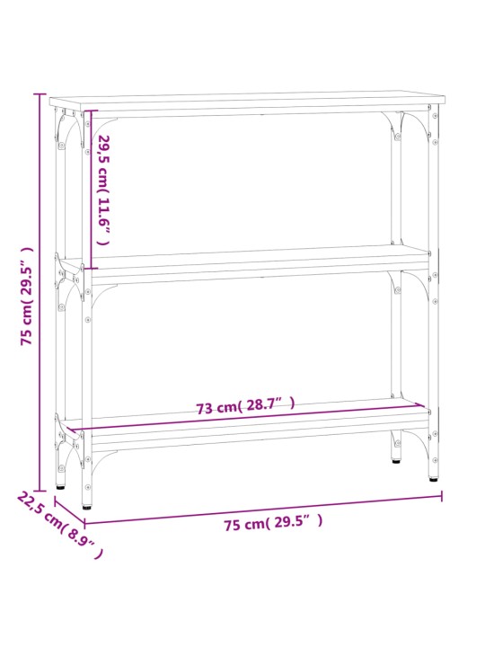 Konsoollaud, must, 75x22,5x75 cm, tehispuit