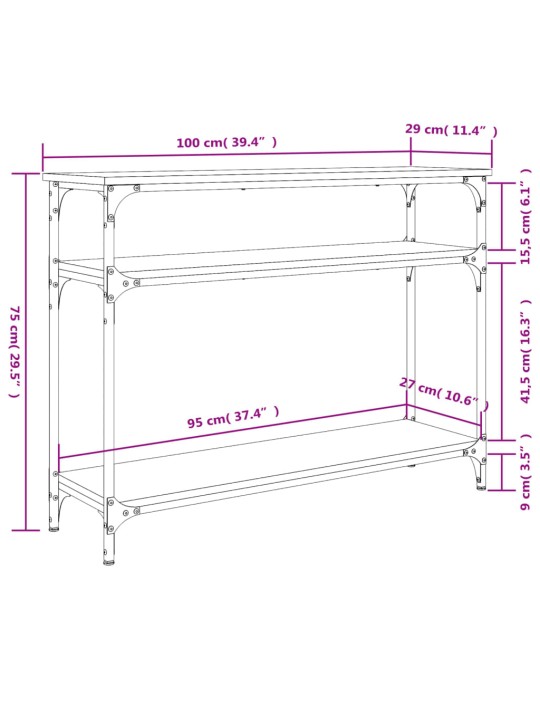 Konsoollaud, must, 100x29x75 cm, tehispuit