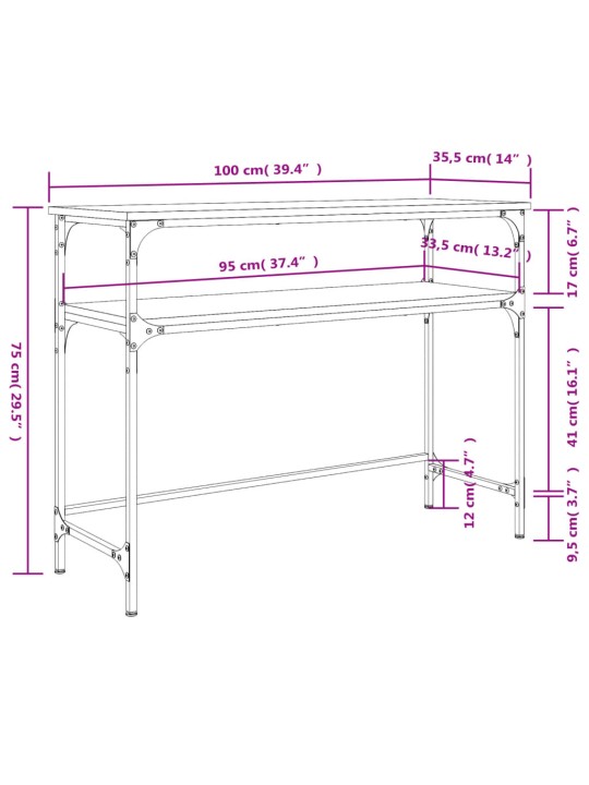 Konsoollaud, pruun tamm, 100x35,5x75 cm, tehispuit