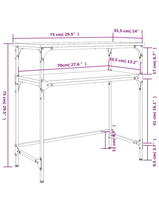 Konsoollaud, hall sonoma tamm, 75x35,5x75 cm, tehispuit