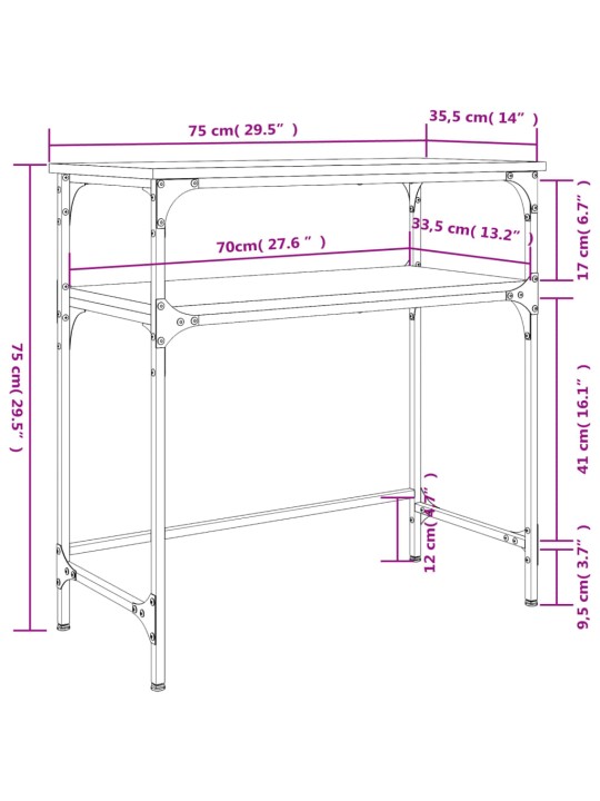 Konsoollaud, pruun tamm, 75x35,5x75 cm, tehispuit