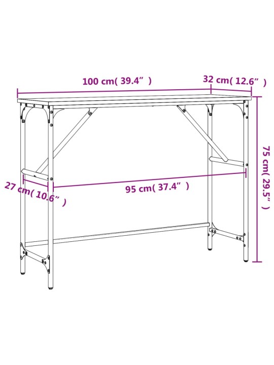 Konsoollaud, must, 100x32x75 cm, tehispuit