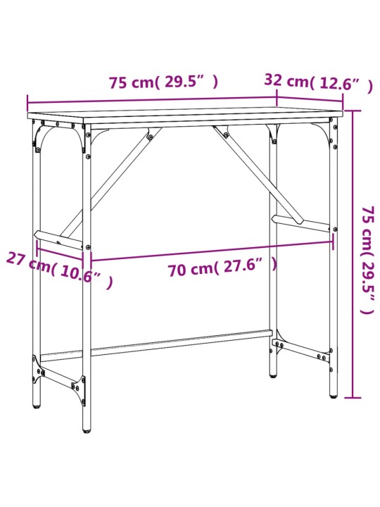 Konsoollaud, must, 75x32x75 cm, tehispuit