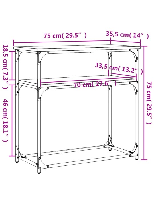 Konsoollaud, must, 75x35,5x75 cm, tehispuit