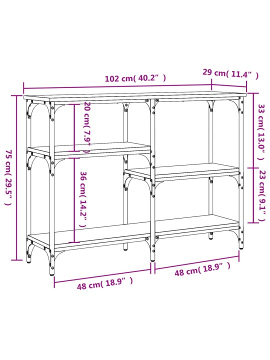 Konsoollaud, hall sonoma tamm, 102x29x75 cm, tehispuit