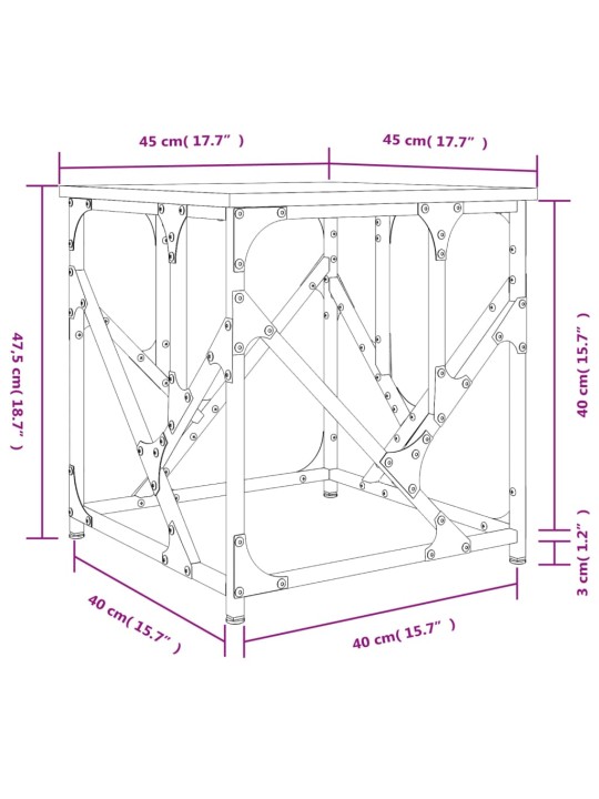 Kohvilaud, hall sonoma tamm, 45x45x47,5 cm, tehispuit